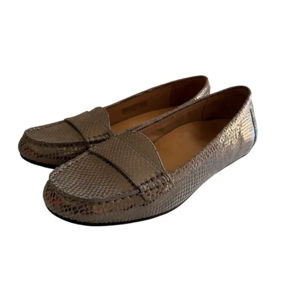Vionic Chill Larrun Gun Metal Snake Loafers Size 9